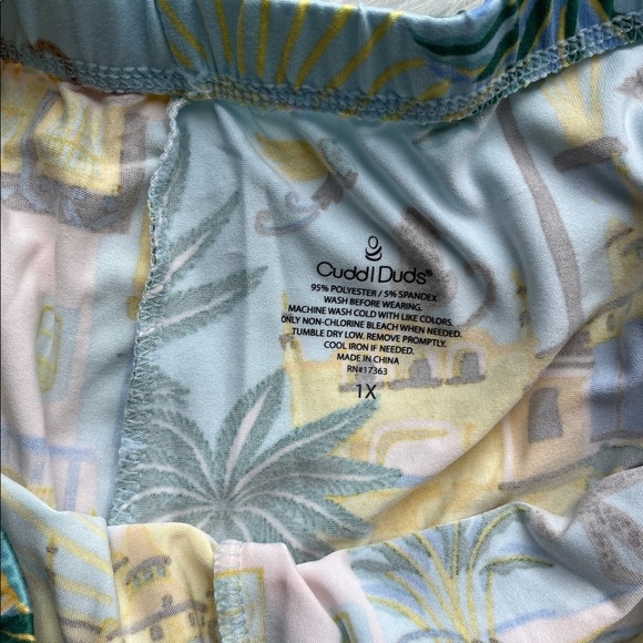 🆕 Cuddl Duds 2-Piece Sleeveless Pajama Top & Wide Leg Pajama Pants Set Size 1X - Picture 8 of 8